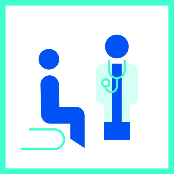 Icon depicting a patient with their doctor